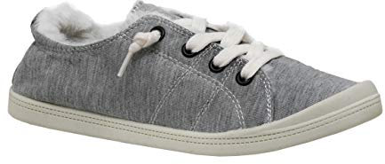 Dunes Sport Reesa Cozy Kunstfell gefüttert Canvas Sneaker + Memory Foam, Grau (Graues Fell), 37.5 EU