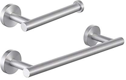 KES 2-Pieces Bathroom Accessory Set Hand Towel Rail and Toilet Roll Holder Sets SUS304 Stainless Steel Wall Mounted Brushed Finish, LA20S30DG-22