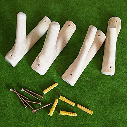 4 ganchos de pared vintage para rama de árbol, ganchos de madera natural, ganchos de pared para colgar ropa, abrigos, llaves, toallas