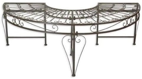 Casa Padrino Jugendstil Gartenbank Braun 135 x 67 x H. 45,5 cm - Halbrunde Garten Sitzbank - Metall Baumbank - Barock & Jugendstil Garten Möbel