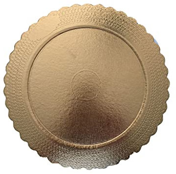 MAQA Soporte para Tartas Redondo cartón prensado de 20 a 32 cm de diámetro, Bandeja Debajo de la Puerta de cartón Dorado 100/22 cm