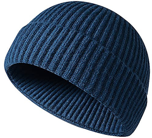 JFAN Unisex Retro Trawler Winter Beanie Hat Baseballkappe Streetstyle Trawler Beanie Watch Hut Rollup Edge Schädeldecke,blau