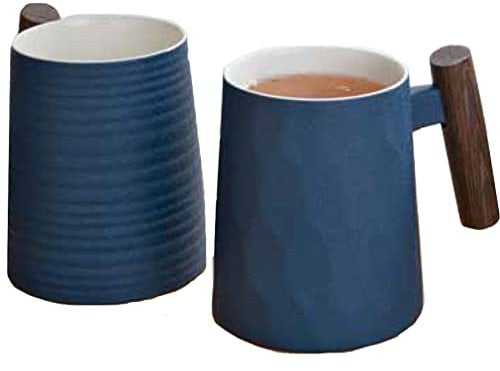 TeaLogic Teebecher Blu 2er Becher Set - Tasse mit Rosenholzgriff - Teetasse - Fine Bone China (2x 0,32ml)