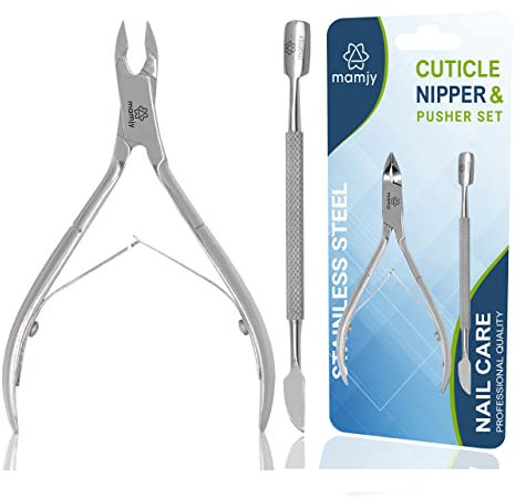 Mamjy Cuticle Cutter with Cuticle Pusher, Professional Cuticle Remover Tool Kit, Cuticle Nipper, Pedicure Manicure Tools for Fingernails and Toenails, Cuticle Clippers & Cuticle Pusher Tool