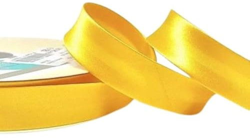 Plush Addict Single Fold Satin Schrägband zum Nähen, Einfassen, Nähen, Säumen, Accessoires, Outfits und Basteln, Gelb, 18 mm breit x 5 m