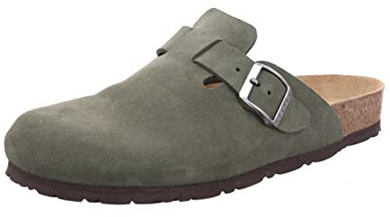 Rohde Herren Pantoffel Hausschuh Clog Leder Grado 6694, Größe:45 EU, Farbe:Grün