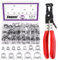Swpeet 121Pcs 7-22mm Dacromet Spring Band Hose Clamps with Swivel Flat Band Fuel Hose Clamp Plier Assortment Kit, Silicone Vacuum Hose Action Pipe Clamp Low Pressure Air Clip Clamp for Hose Clamps