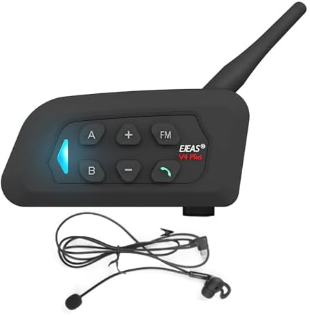EJEAS V4C Bluetooth Headset für Schiedsrichter, Gegensprechanlage für bis zu 4Personen mit Reichweite von 1500m, Wasserdicht Kommunikationssystem MTI CVC Geräuschunterdrückungum, USB-C (1 Packung)