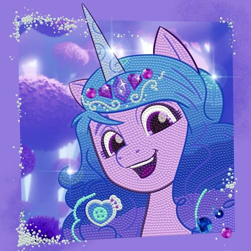 DIAMOND DOTZ DBX.091 - Original 5D Diamond Painting Set DOTZ Box My Little Pony Izzy Moonbow, Kreativset mit Diamant Mosaiksteinen, Malset ca. 28 x 28 cm, DIY Komplettset für Kinder ab 6 Jahren, Lila