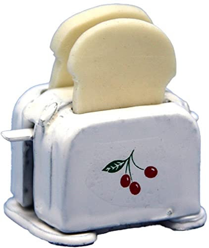 Melody Jane Dolls House - Tostadora de cereza blanca y rebanadas de pan en miniatura accesorio de cocina