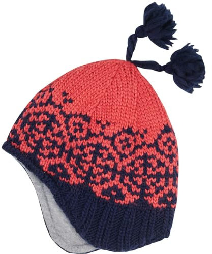 Finkid Peppi Blau-Pink - Stylische warme Kinder Strickbeanie, Größe S - Farbe Navy - Rose