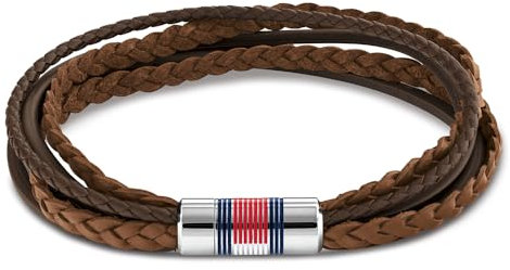 Tommy Hilfiger Jewelry Geflochtenes Lederarmband für Herren Braune Farbe - 2790425