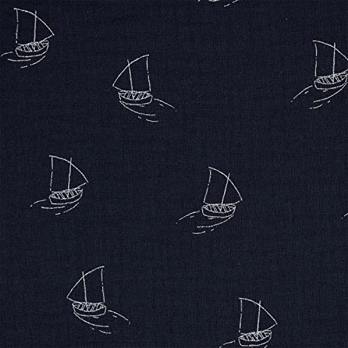 Musselin Stoff Segelboote, Double Gauze, dunkelblau (Länge am Stück: ab 50cm / Breite: 130cm)
