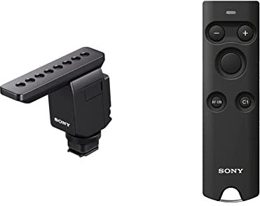 Sony ECM-B1M - Microfono Shotgun digitale senza fili per macchine fotografiche & Telecomando Bluetooth RMT-P1BT per il Controllo Remoto di Fotocamere, Nero