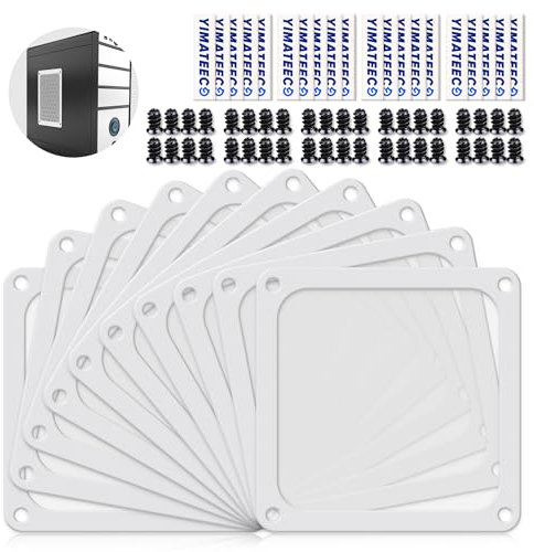 YIMATEECO 120mm Dust Filter PC for Computer Cooler/PSU/Routers, 10 Pack Magnetic PC Fan Dust Cover Nylon 80 Mesh Dustproof PC Cooler Filter Fan Grills (Nylon, 120 * 120mm, 10pcs, White)
