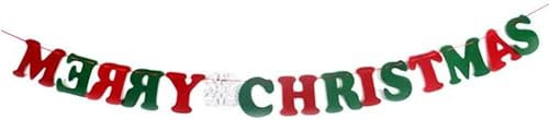 Aeromdale Weihnachts-Wimpelkette, Stoff Filz Weihnachtsbaum Girlande Frohe Weihnachten Buchstaben hängende Flagge Banner Schnur Weihnachten Party Dekorationen Zubehör