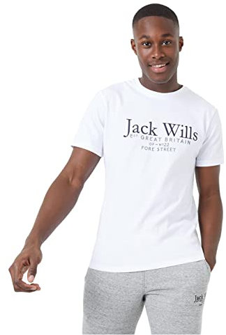 Jack Wills Mens Carnaby Logo T-Shirt Regular Fit Crew Neck White M