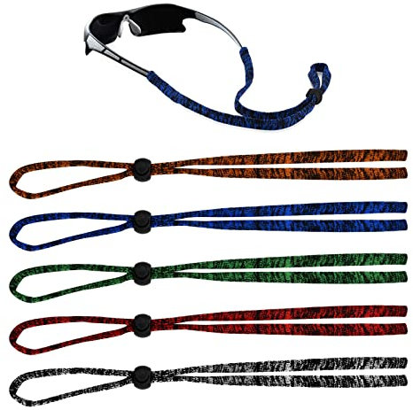 Laughhe 5 Stück Brillenband, Rutschfestes Sport Brillenarmband Sonnenbrillenband, Anti-Rutsch Glasschnur Unisex Brillenhalter Glasschnur Lanyard für Sport und Outdoor-Aktivitäten, 5 Farben