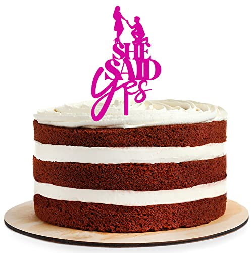 Cake Topper aus Acryl zur Hochzeit | Verlobung | She said yes |Kuchendeko Tortenstecker | pink | Kuchendekoration und Tortenschmuck | Hochzeitsgeschenk |100% Made in Germany