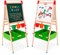 Chevalet en bois pour enfants, Tableau pour enfants avec rouleau de papier Tableau blanc double face et tableau noir Hauteur réglable Art Easel avec chiffres et autres accessoires pour enfants