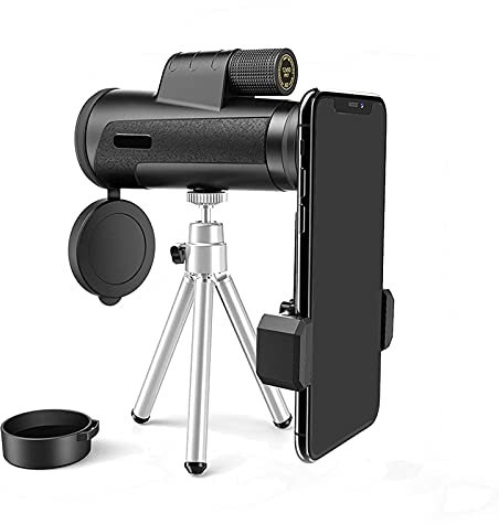 Monokular Teleskop für Handy 12x50 Monokular für Erwachsene High Power mit Nachtsicht Wasserdicht Handheld Fernglas mit Smartphone Halterung und Stativ für Sternenbeobachtung