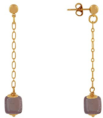 LES POULETTES BIJOUX - Goldenem Messing Ohrringe Kette und Keramikwürfel - Dunkelbraune