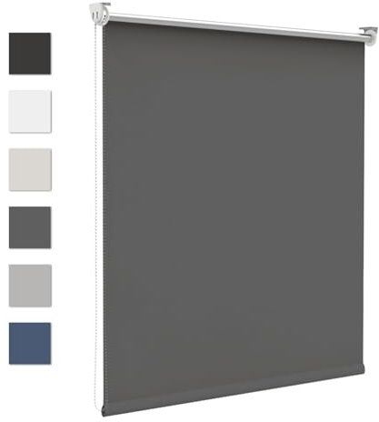 Verdunklungsrollo ohne Bohren Verdunkelungsrollo Klemmfix Rollos für Fenster ohne Bohren 120x80cm(LxB) Dunkelgrau Thermorollo Fenster Rollo 100% Verdunkelung Sichtschutz und Sonnenchutz