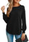 GRECERELLE Black Jumper Womens Women's Long Sleeve Jumpers Lightweight Crew Neck Sweater Tops Casual Soft Knit Pullover for Ladies (Black, L)