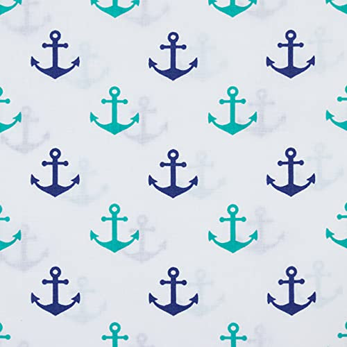 Baumwollstoff Maritim Anker grün