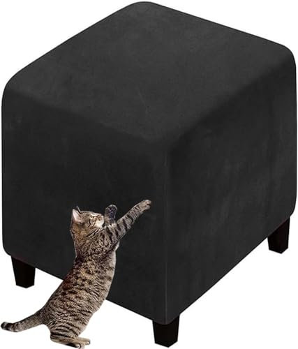 Hockerbezug Quadratisch/Rund 40x40/45x45/50x50cm Gray Stretch Ottoman Bezug Jacquard Velvet Fußhocker Bezug Luxuriöser Hockerabdeckung Waschbar Hocker Protector (Color : A30, Size : 40x40cm/15.7x15.