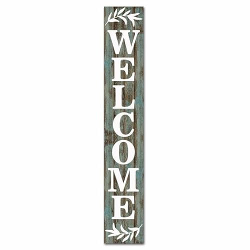 Geroclonup Welcome Porch Sign Wood Vertical for Front Door Standing Wooden Home Sign Farmhouse Welcome Sign for Seasons Spring Summer Fall Thanksgiving Christmas 20x120cm