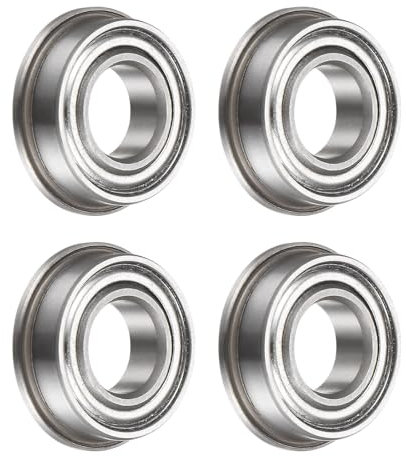 sourcing map F688ZZ Flansch-Kugellager, 4 Stück, 8 x 16 x 5 mm, Chromstahl, doppelt geschirmt, ABEC1 Flanschlager