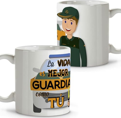 LolaPix Artículos Guardia Civil. Tazas originales para regalar. Regalos para Guardia Civil. Tazas personalizadas. Taza cerámica 330 ml.
