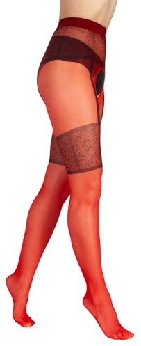 BANANALU gemusterte Ouvert Strumpfhose mit offenem Schritt 20 Den Intimo Noir 20 Red S