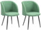 HOMCOM Lot de 2 chaises de Salle à Manger Chaise de Cuisine en Tissu Effet Laine boucleé Chaise de Salon avec Pieds en Acier - 55 x 62 x 80 cm Vert Noir