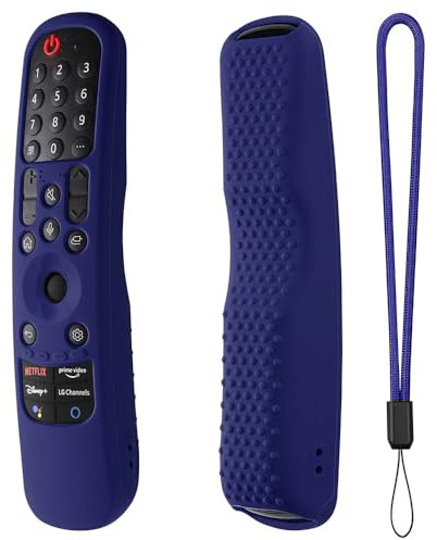 Funda protectora de silicona para mando a distancia LG TV MR21GA MR21GN MR21GC MR22GA MR22GN MR22GC MR23GA MR23GN MR23GC MR23GC TV Stick Funda antideslizante a prueba de golpes con cordón (azul