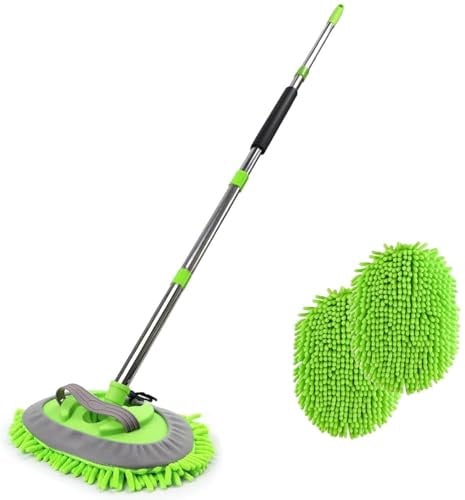 Mikrofaser-Autowaschbürste, Wischmopp-Set, Schwamm mit langem Griff, Chenille, Auto-Reinigungsbürste, Zubehör für Auto, Wohnmobil, SUV, LKW, Boot, Bus, 157,7 cm, Kratzfest