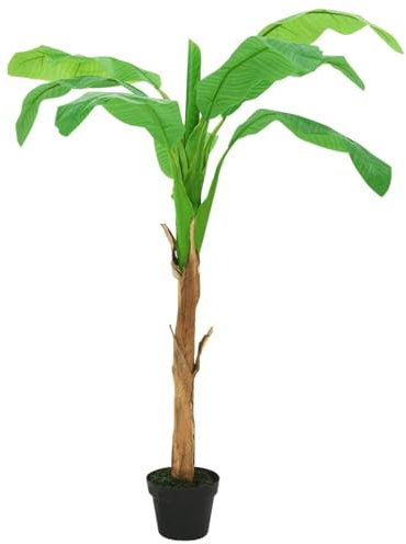 Sufrk Künstlicher Bananenbaum mit Topf 180 cm Grün Kunstbaum Zimmerpflanze Dekopflanze Büropflanze Kunststofftopf für drinnen und draußen