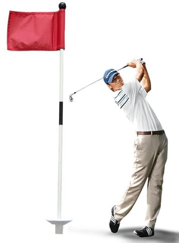 Putting Green Flags - Outdoor Backyard Practice Flag, Attractive Green Flag | Portable Golf Flag Stick for Indoor & Outdoor, Reusable Golf Accessories for Driving Range, Training Ground (23x15cm)