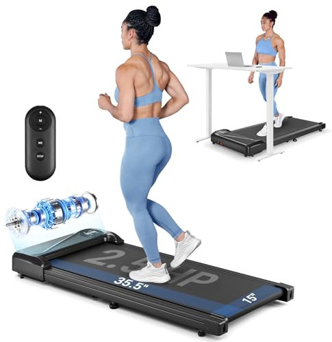 THERUN Walking Pad Treadmill, Portable Under Desk Treadmill with Remote and LED Display, Walking Jogging Machine with 2.5HP Powerful motor & 265 LBS Weight Capacity for Home Office