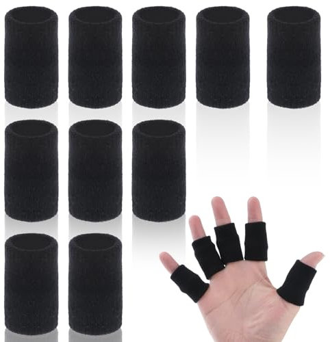 10PCS Finger Sleeves for Arthritis, Elastic Finger Support Sleeve Protectors & Finger Compression Sleeve for Joint Pain Relief, Finger Wraps Thumb Brace Guard for Relieving Calluses Pain(Black)