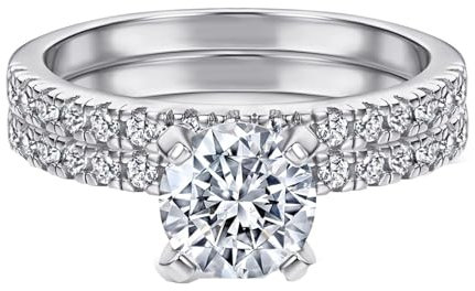 Generisch Glasbox Ringe Silber Ring Damen Zirkon Set Verlobung Hochzeit Hochwertige Ringe (Silver, 9)