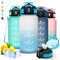 Gourde, 500ml Gourde Enfant, Gourde Paille, Anti Fuite, Gourde Graduée pour 1 Journee, Facile à Nettoyer, Gourde Running, avec Slogan de Motivation, Gourde Reutilisable pour École, Bureau, Camping