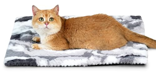 Petace Pet Self-Warming Plush Bed, 75 x 50 cm, for Cats & Small Dogs, Brown | Silent Thermal Layer, Fluffy Soft Surface, Non-Slip Base, Machine Washable, For Kittens & Small Puppy, Indoor and Outdoor Use