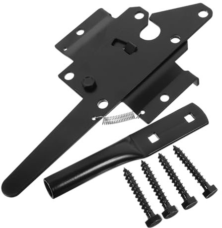 Lurrose 1 Set Heavy Duty Gate Hinges and Lock for Wooden Fences Weather Resistant Latch for Garden Gates Secure and Stylish Easy Installation for Outdoor Use