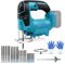 Scie sauteuse sans fil pour batterie Makita 18 V, profondeur de coupe maximale 135 mm, scie sauteuse électrique avec 4 réglages orbitaux, 20 lames de scie sauteuse, coupe biseautée de -45 ° à +45 °