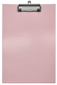 Porte-bloc A4 pastel avec clip en métal et porte-stylo - Couleurs assorties - 32 x 22 cm - Tableau d'écriture pour la maison, l'école et le bureau (rose, taille unique)