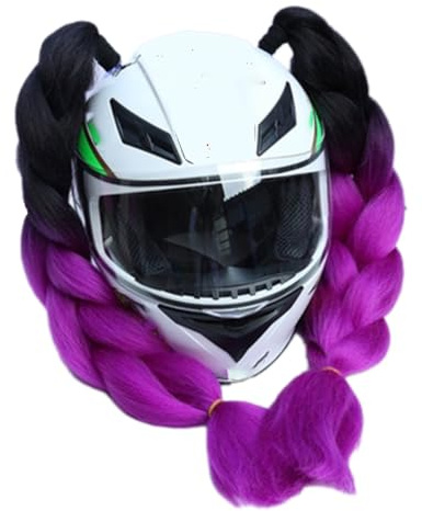Aniyan 1 Paar Motorrad Helm Zöpfe, abnehmbare Geflechte für den Helm 60cm Geflochtener Pferdeschwanz - Praktisches Zubehör zur Helmdekoration(Lila)
