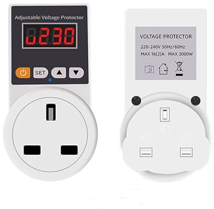 UK Plug 220V 16A Automatic Voltage Protector Socket AC Adjustable Power Surge Protector Voltage Safe Protector with Display