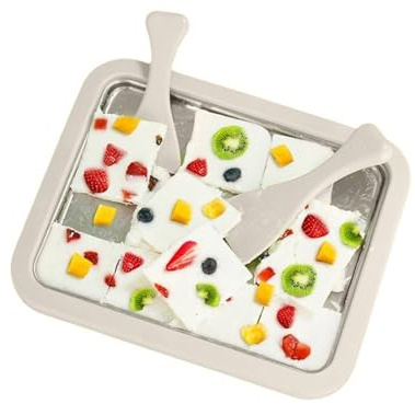 Pssopp Eismaschine, Eismaschinen, DIY Gefriergetrocknete Sahne-Rolltopf für Gefrorene Früchte, Schokolade, Erdbeeren, Joghurt, Eismaschine, Selbstgemachtes Gerolltes Eis aus Edelstahl